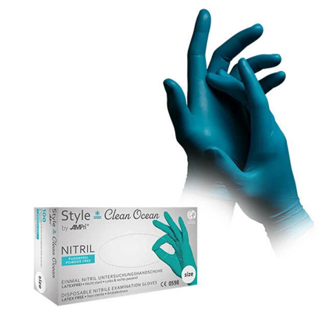 NITRILE HANDSCHOENEN  POEDERVRIJ  STYLE CLEAN OCEAN  - L/1000 ST.
