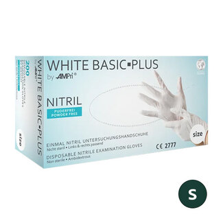 AMPRI BASIC PLUS NITRILE HANDSCHOENEN POEDERVRIJ WIT - S/2000 ST.