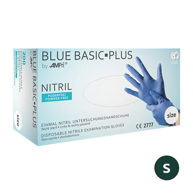 BASIC PLUS NITRILE HANDSCHOENEN POEDERVRIJ BLAUW - S/2000 ST.