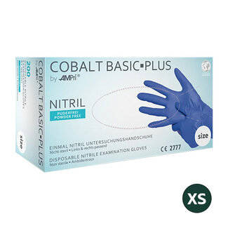 AMPRI BASIC PLUS NITRILE HANDSCHOENEN POEDERVRIJ KOBALT BLAUW - XS/2000 ST.