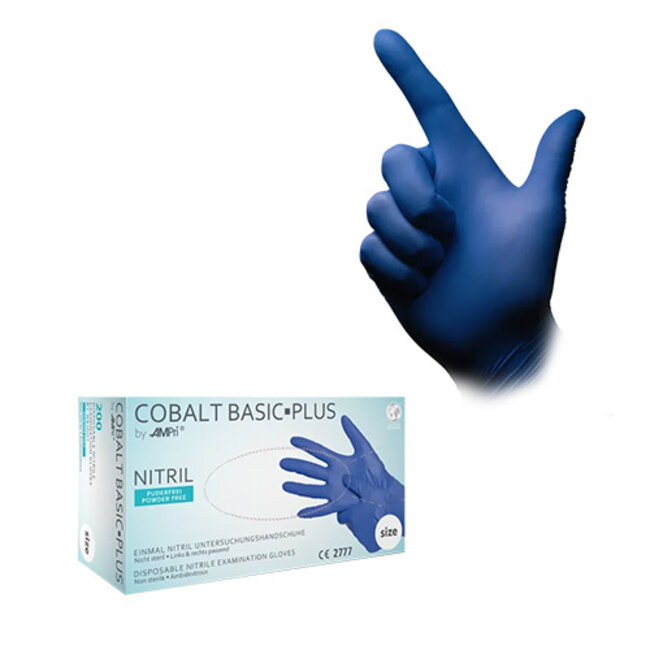 BASIC PLUS NITRILE HANDSCHOENEN POEDERVRIJ KOBALT BLAUW - S/2000 ST.