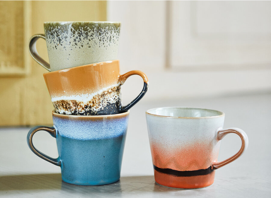 HK Living 70s Ceramics Cappuccino Mugs - Meteor (set van 4)