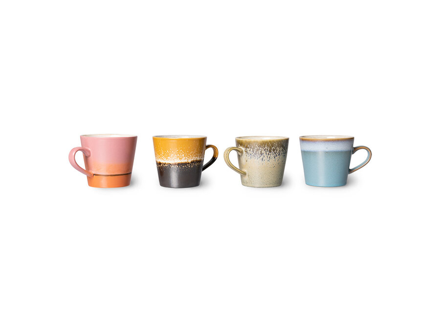HK Living 70s Ceramics Cappuccino Mugs - Meteor (set van 4)