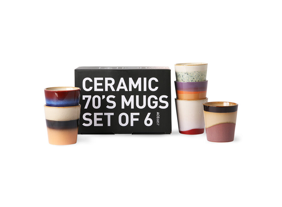 HK Living 70s Ceramics Coffee Mugs - Orion (set van 6)