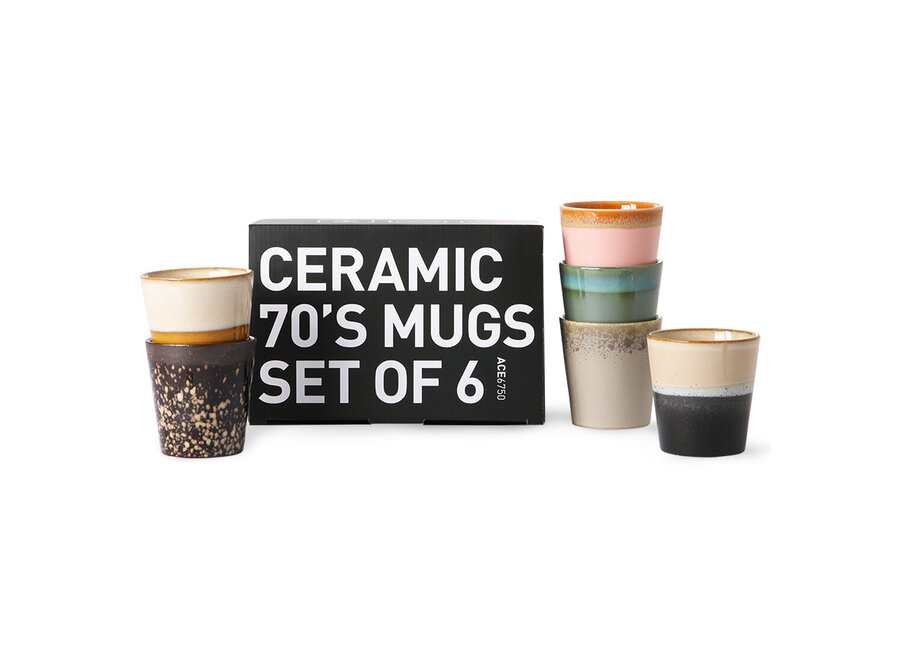 HK Living 70s Ceramics Coffee Mugs - Oberon (set van 6)