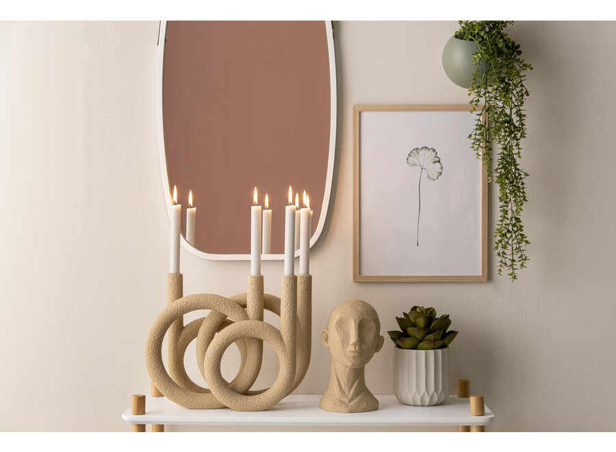 Jann. Candle Holder Rings - Sand Brown