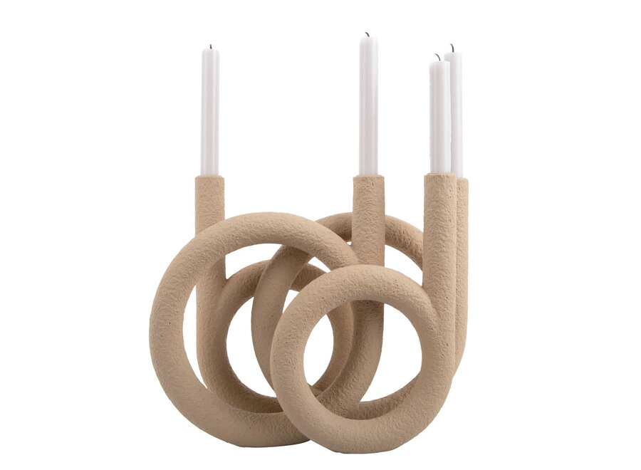 Jann. Candle Holder Rings - Sand Brown