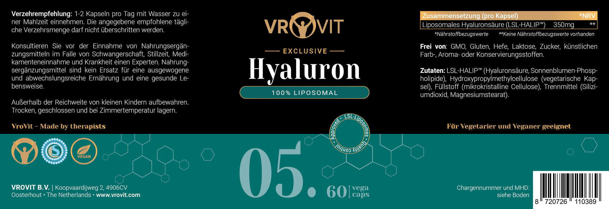 No.5 Liposomale Hyaluronic Acid - 60 Vegan Caps - VROVIT