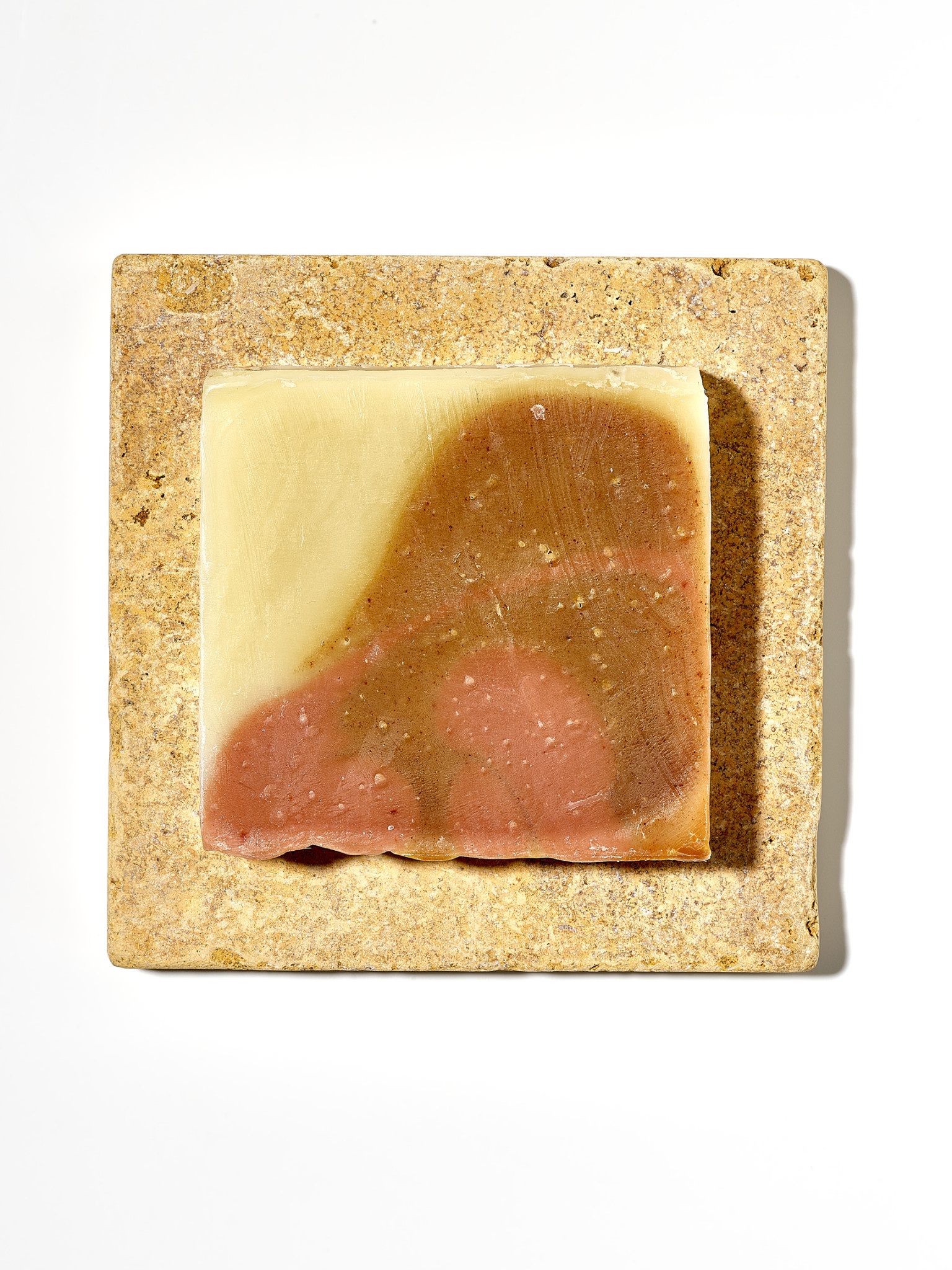 NOUVEL ÉTÉ Travertinablage quadratisch für Seifen, Schmuck und mehr