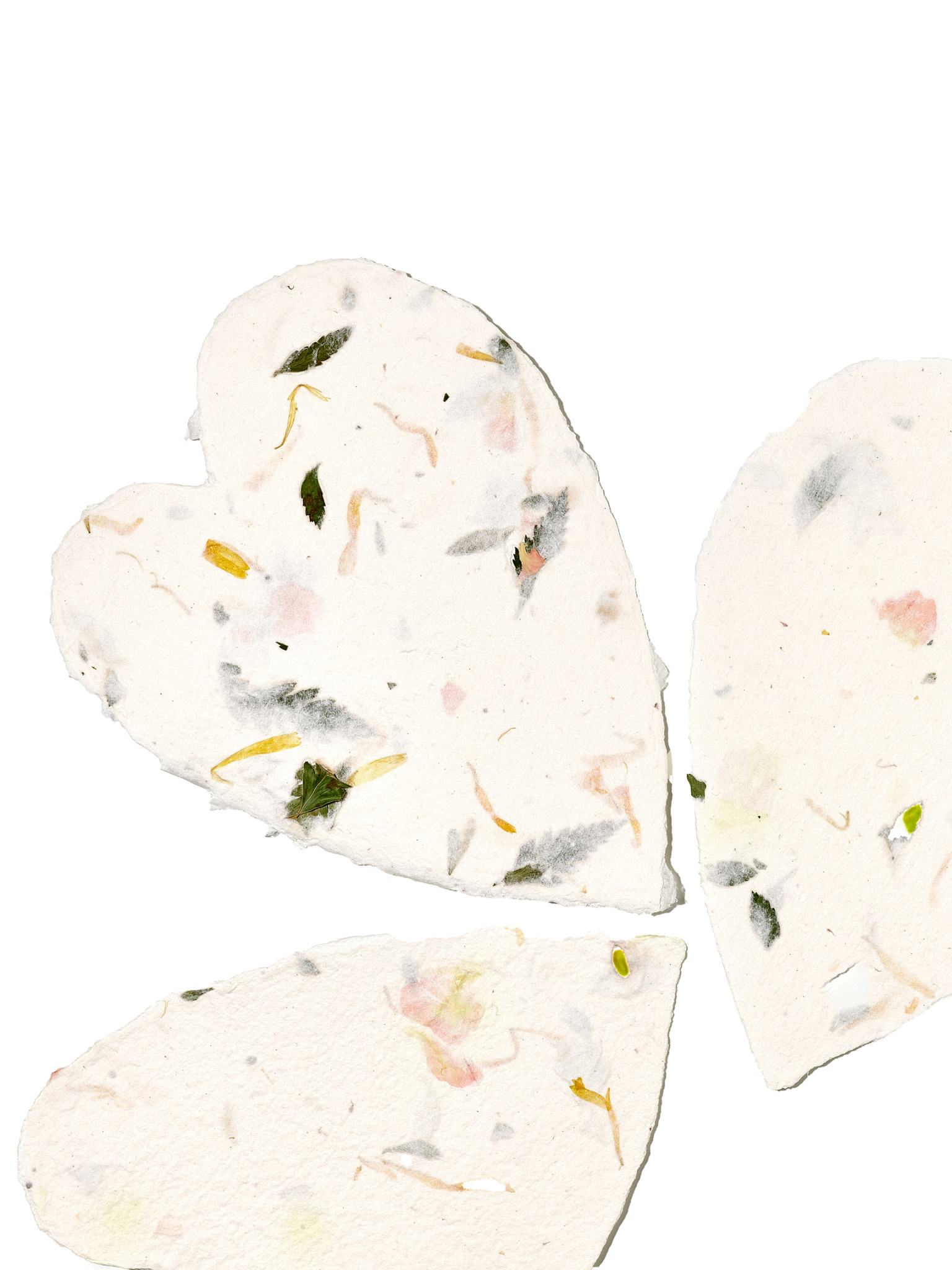 Handgeschöpftes grosses Papierherz mit Blüten