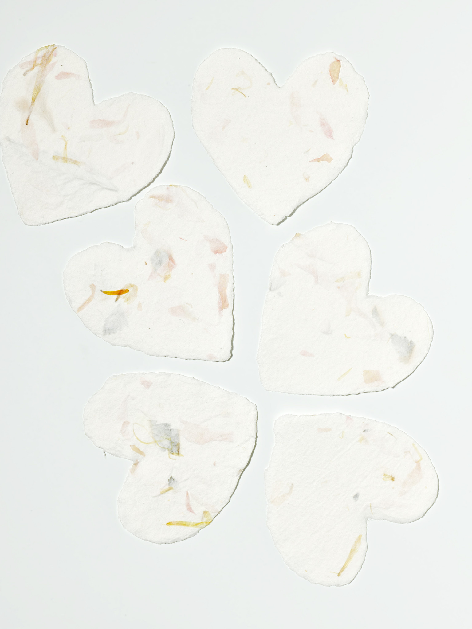 Kleine Handgeschöpfte Herzen mit Couvert 6 Stück