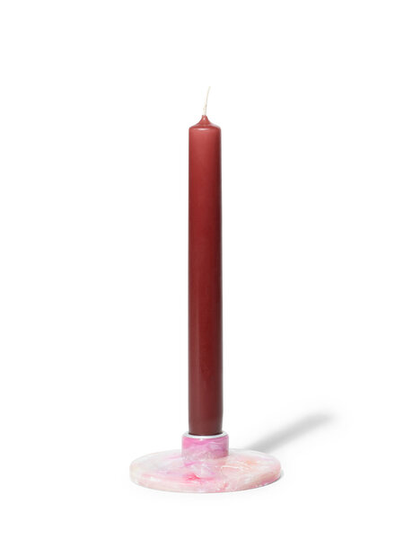 Kerzenständer aus recyceltem Kunstoff, multicolor / rosa