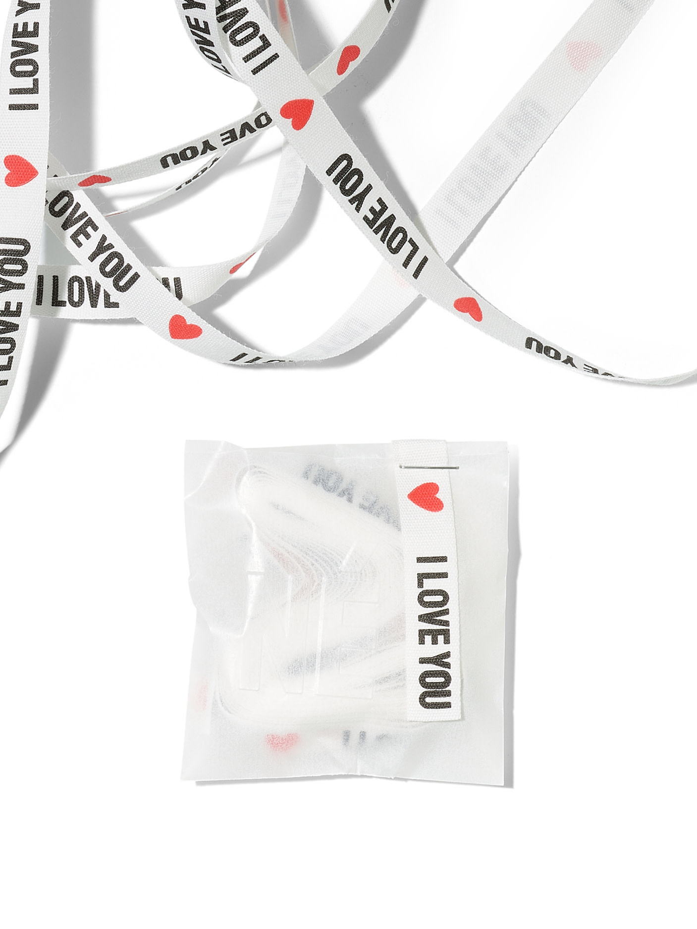 NOUVEL ÉTÉ 3 Meter I LOVE YOU, Baumwollband in verschiedenen Grössen