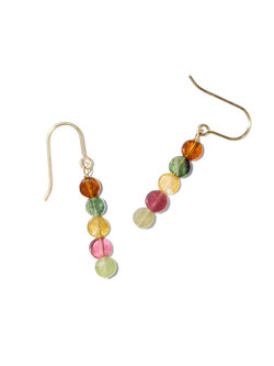 NOUVEL ÉTÉ NINA, Ohrhänger, 14-karat gold filled, 5 bunte Turmaline rund