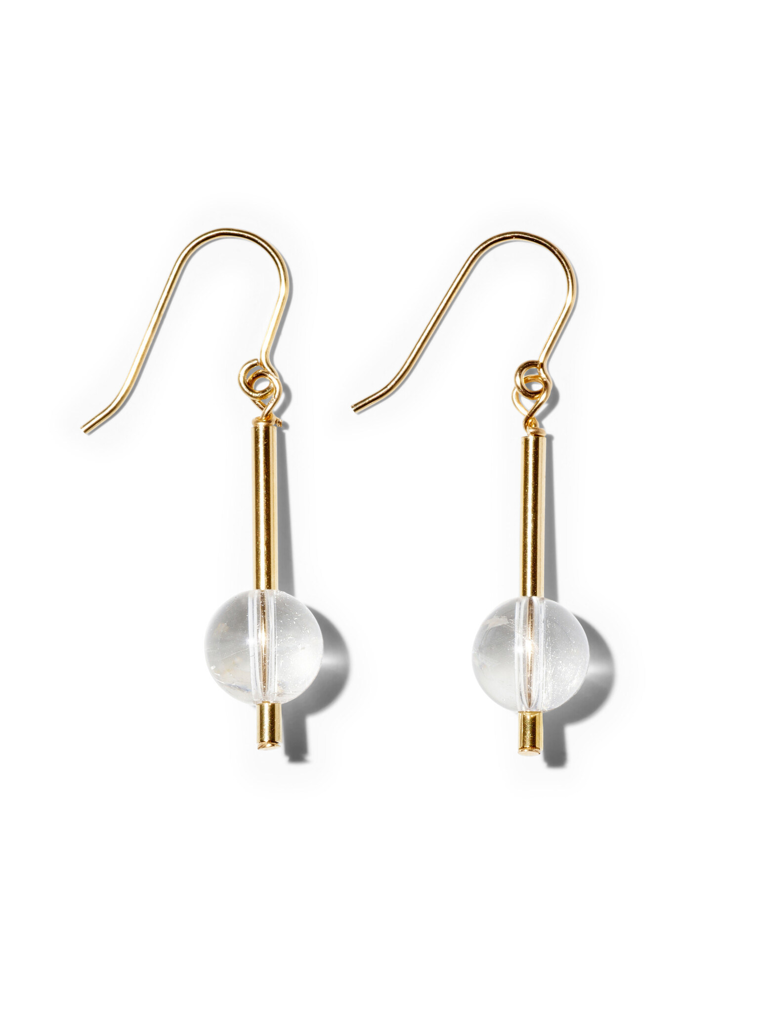 NOUVEL ÉTÉ NANA, Ohrhänger, 14K gold filled, Bergkristall, rund