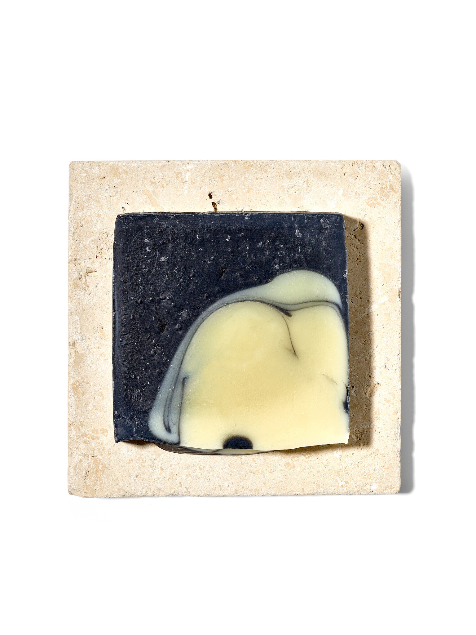 NOUVEL ÉTÉ Travertinablage quadratisch für Seifen, Schmuck und mehr