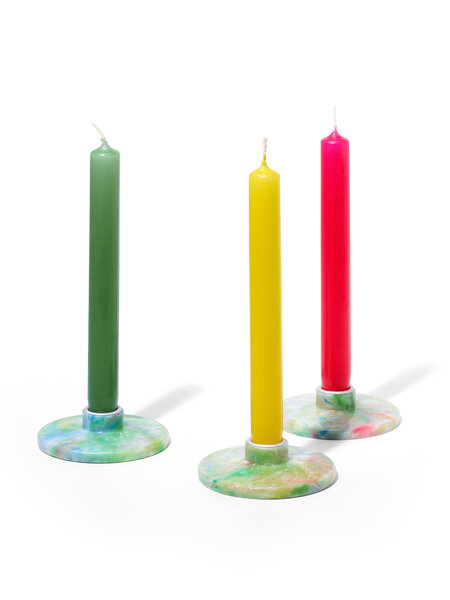 Kerzenständer aus recyceltem Kunstoff, multicolor / grün