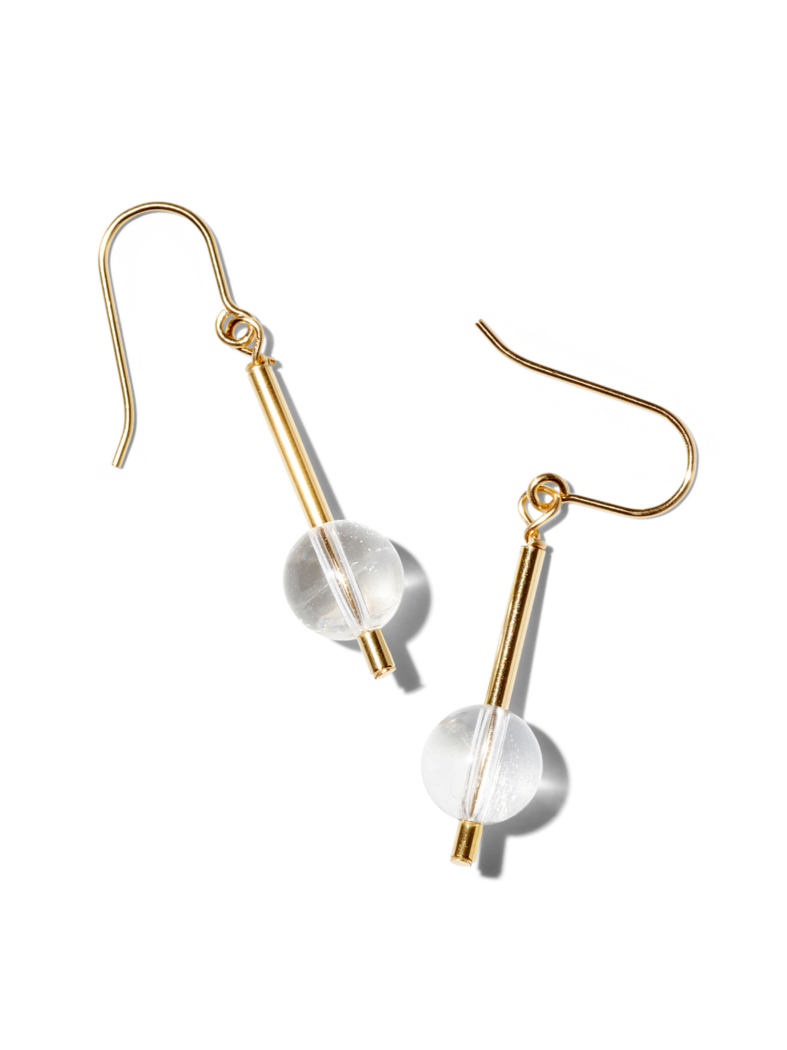 NOUVEL ÉTÉ NANA, Ohrhänger, 14K gold filled, Bergkristall, rund