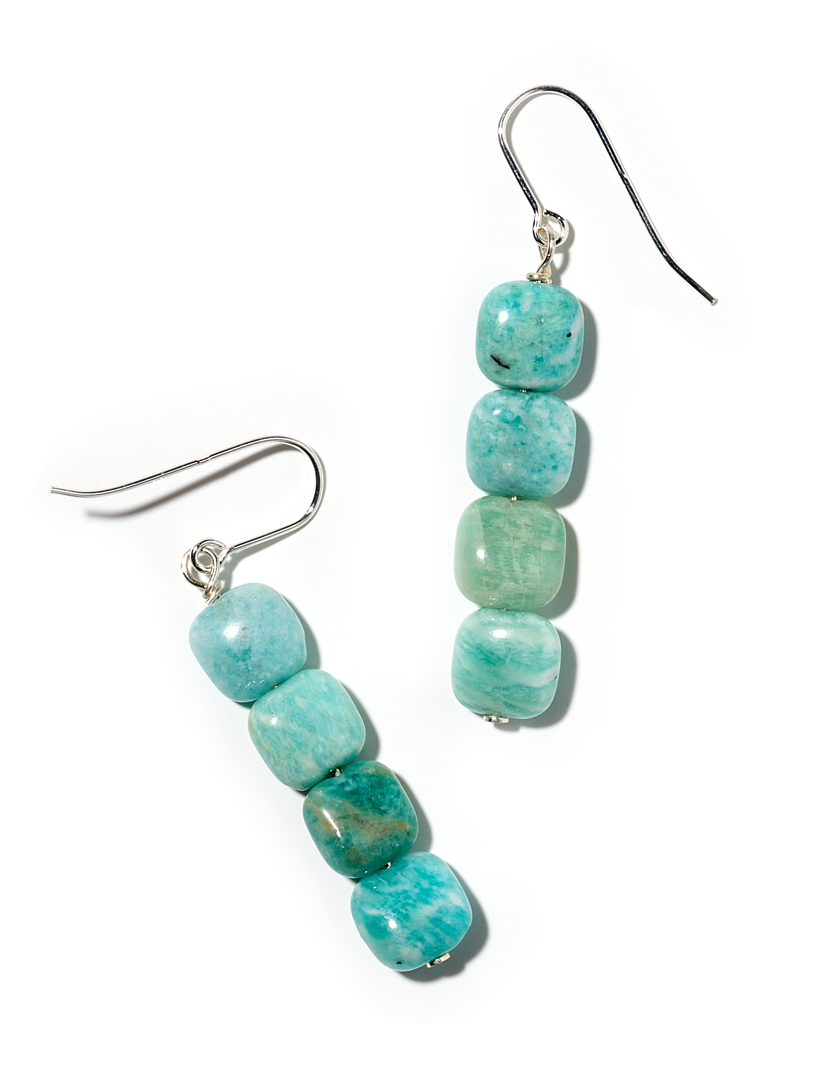 NOUVEL ÉTÉ MONO, Ohrhänger, 925 Silber, Amazonit Carrées