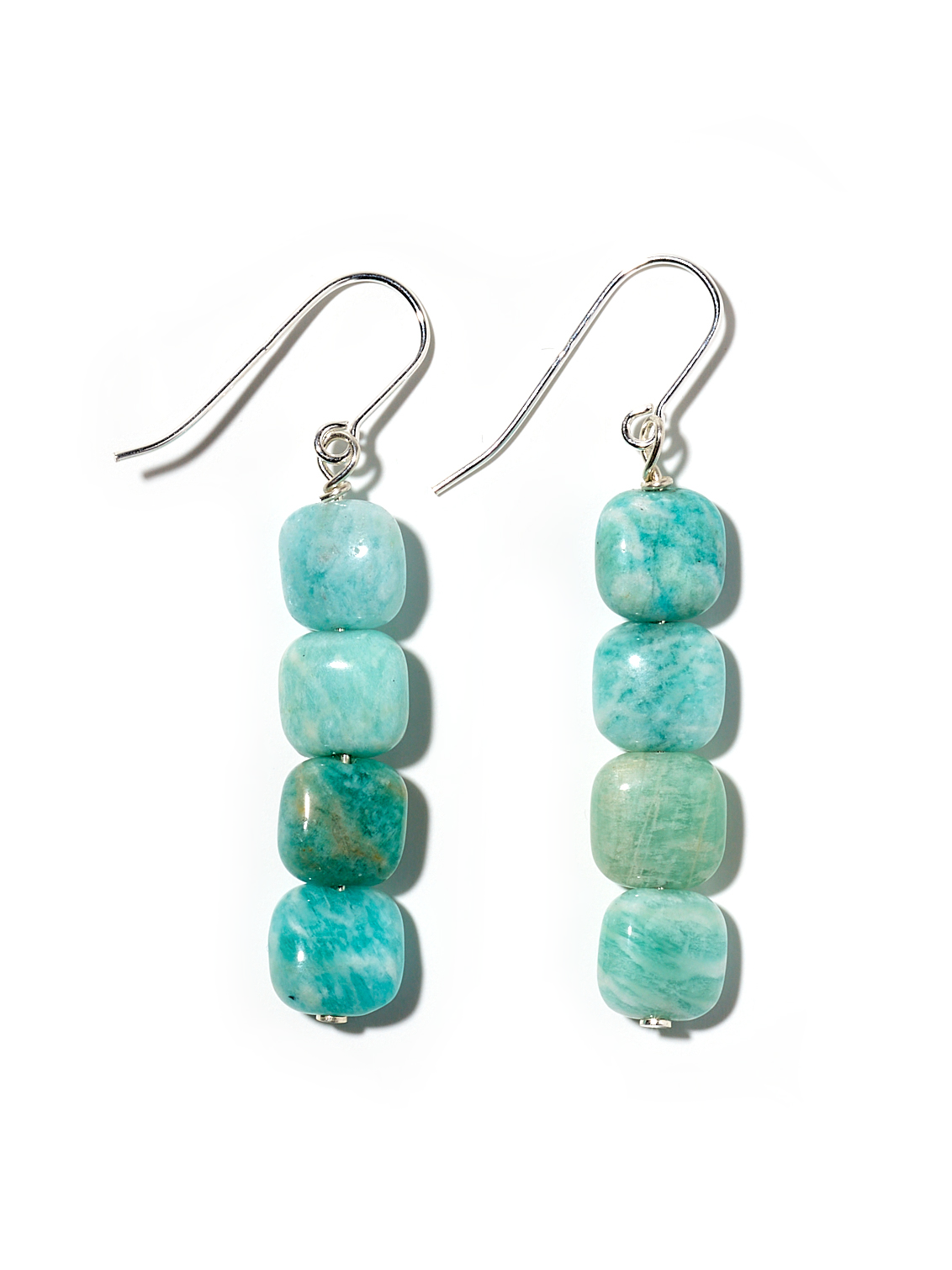 NOUVEL ÉTÉ MONO, Ohrhänger, 925 Silber, Amazonit Carrées