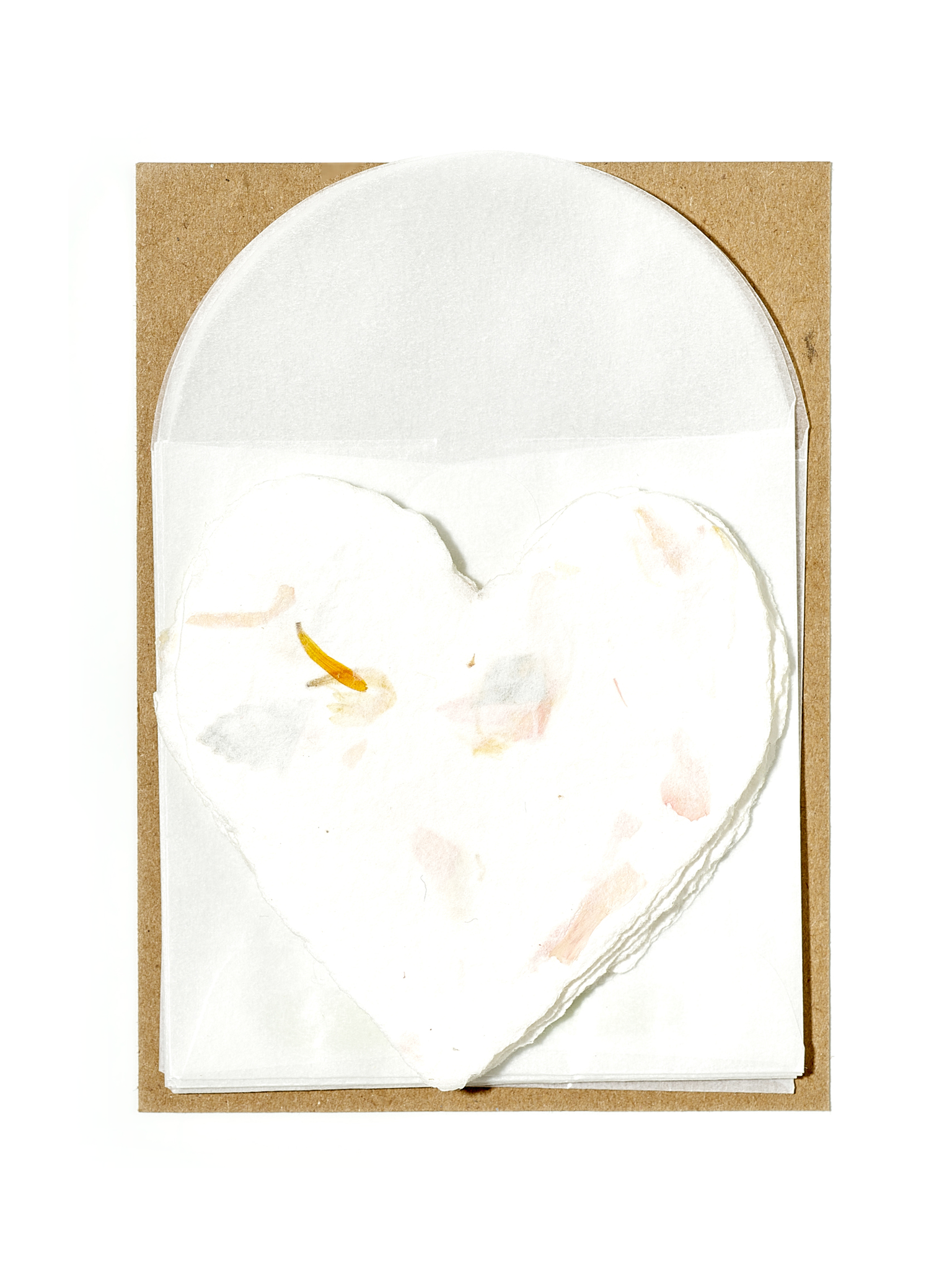 Kleine Handgeschöpfte Herzen mit Couvert 6 Stück