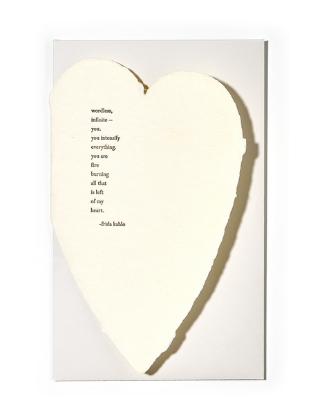 Handgeschöpfte Karte, Herz mit Zitat von Frida Kahlo