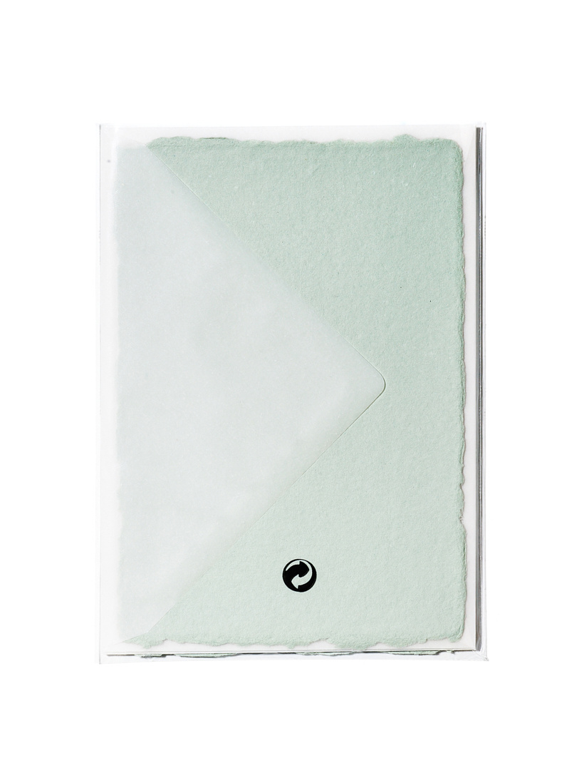 NOUVEL ÉTÉ 5 handgeschöpfte Baumwollpapiere inkl. Couverts, zwei Formate, JADE