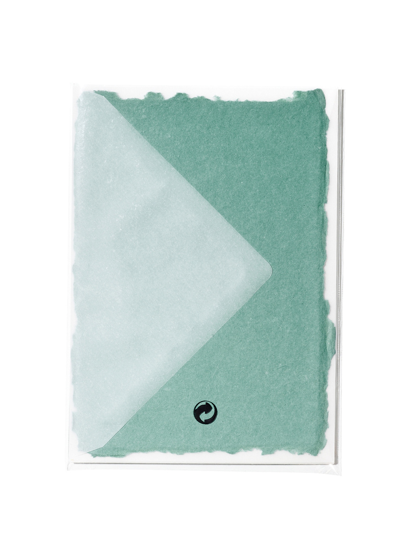 NOUVEL ÉTÉ 5 handgeschöpfte Baumwollpapiere inkl. Couverts, zwei Formate, EUCALYPTUS