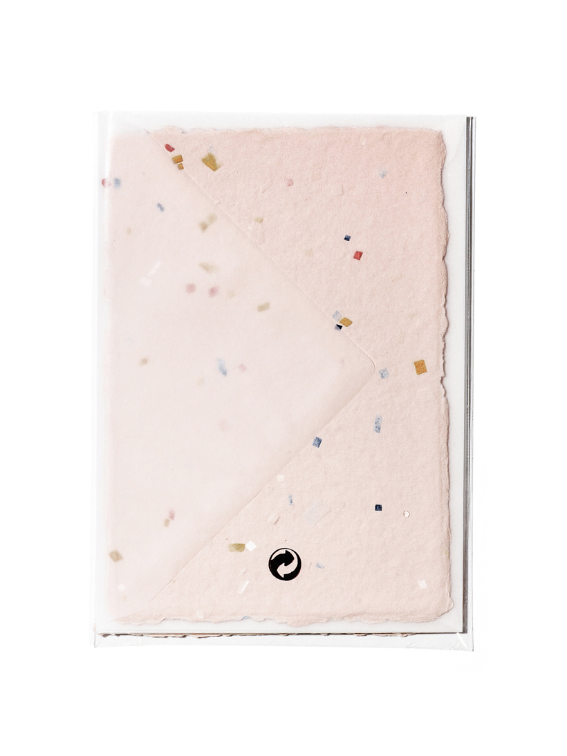 NOUVEL ÉTÉ 5 handgeschöpfte Baumwollpapiere inkl. Couverts, zwei Formate, HELLROSA-TERRAZZO