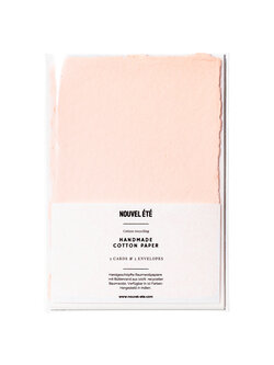 NOUVEL ÉTÉ 5 handgeschöpfte Papiere und Couverts, zwei Formate, HELLROSA