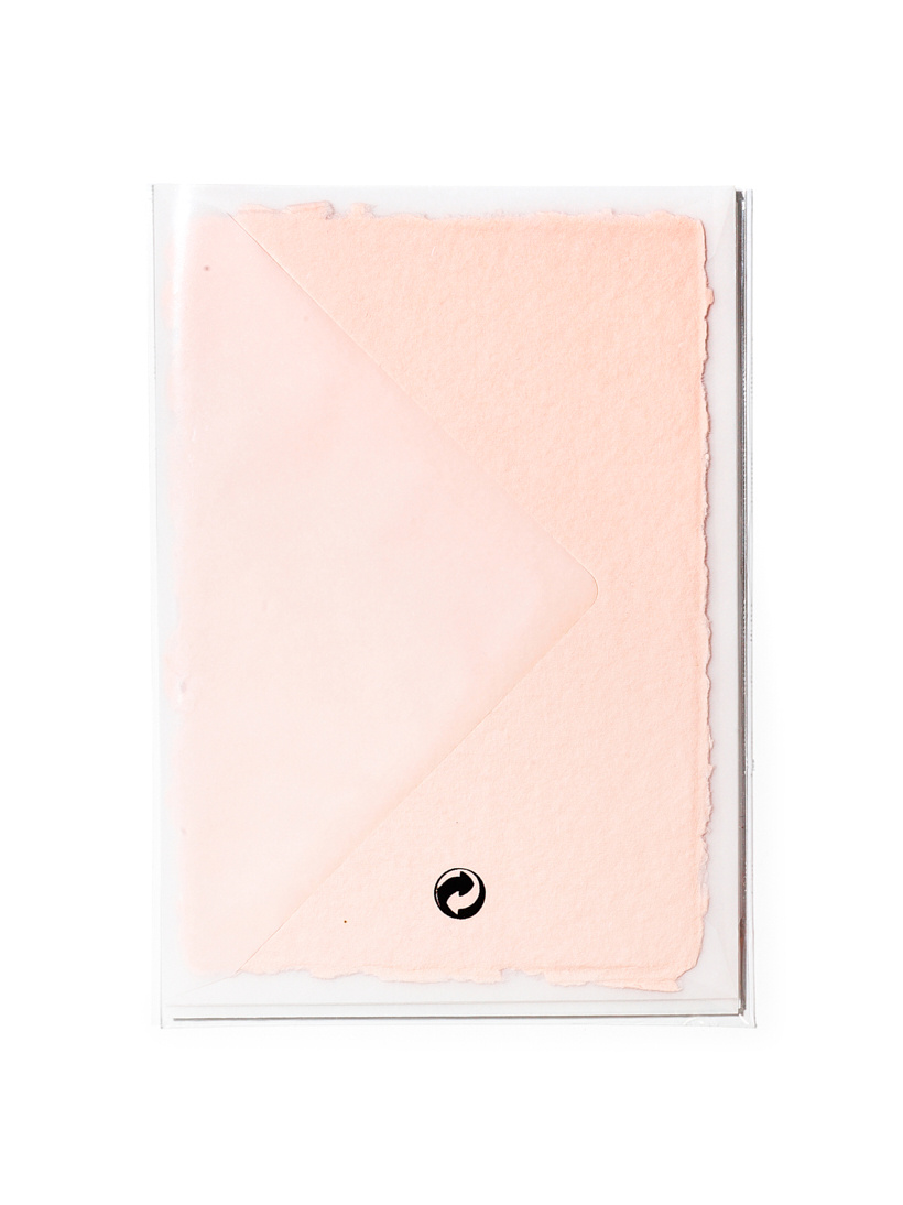 NOUVEL ÉTÉ 5 handgeschöpfte Baumwollpapiere inkl. Couverts, zwei Formate, HELLROSA