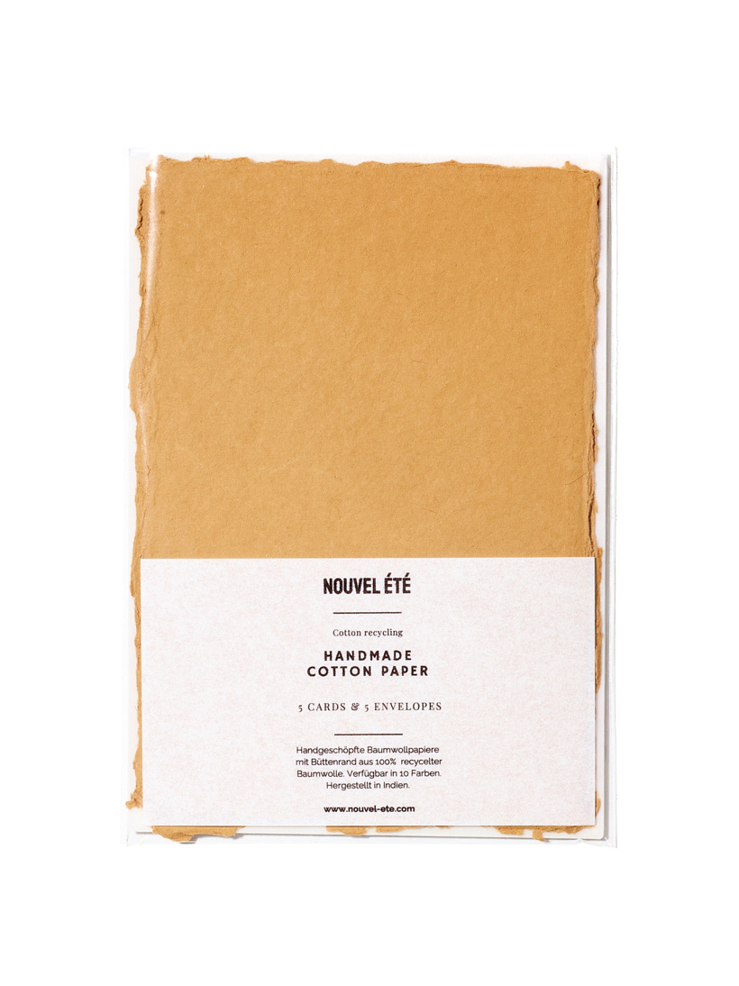 NOUVEL ÉTÉ 5 handgeschöpfte Baumwollpapiere inkl. Couverts, zwei Formate, DIJON