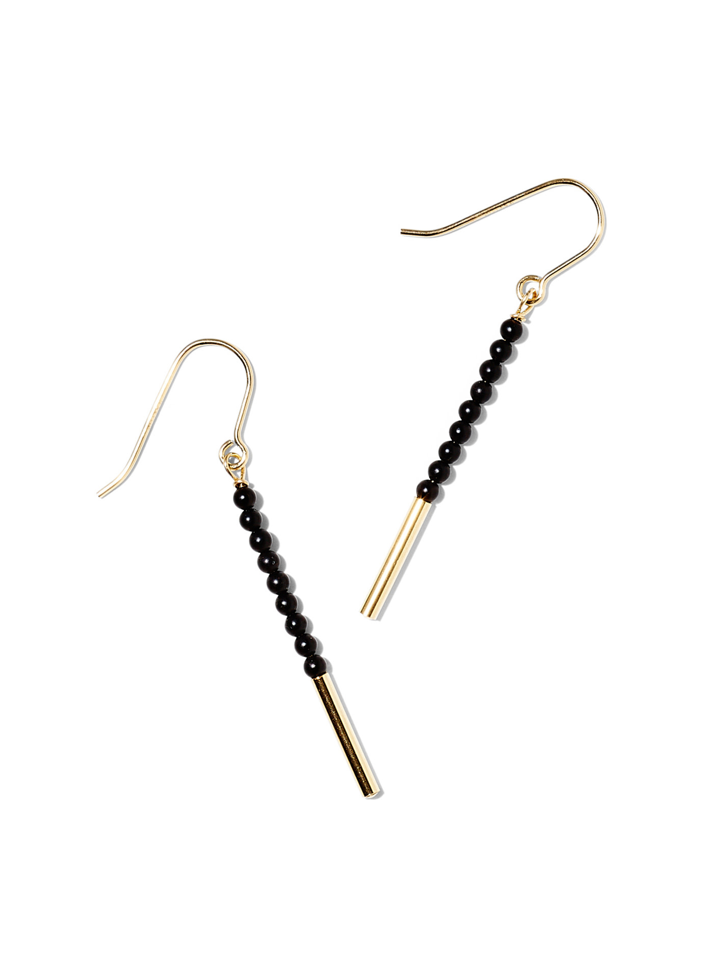 NOUVEL ÉTÉ ANNA-MARIA, Ohrhänger, 14-karat gold filled, mattschwarzer Onyx