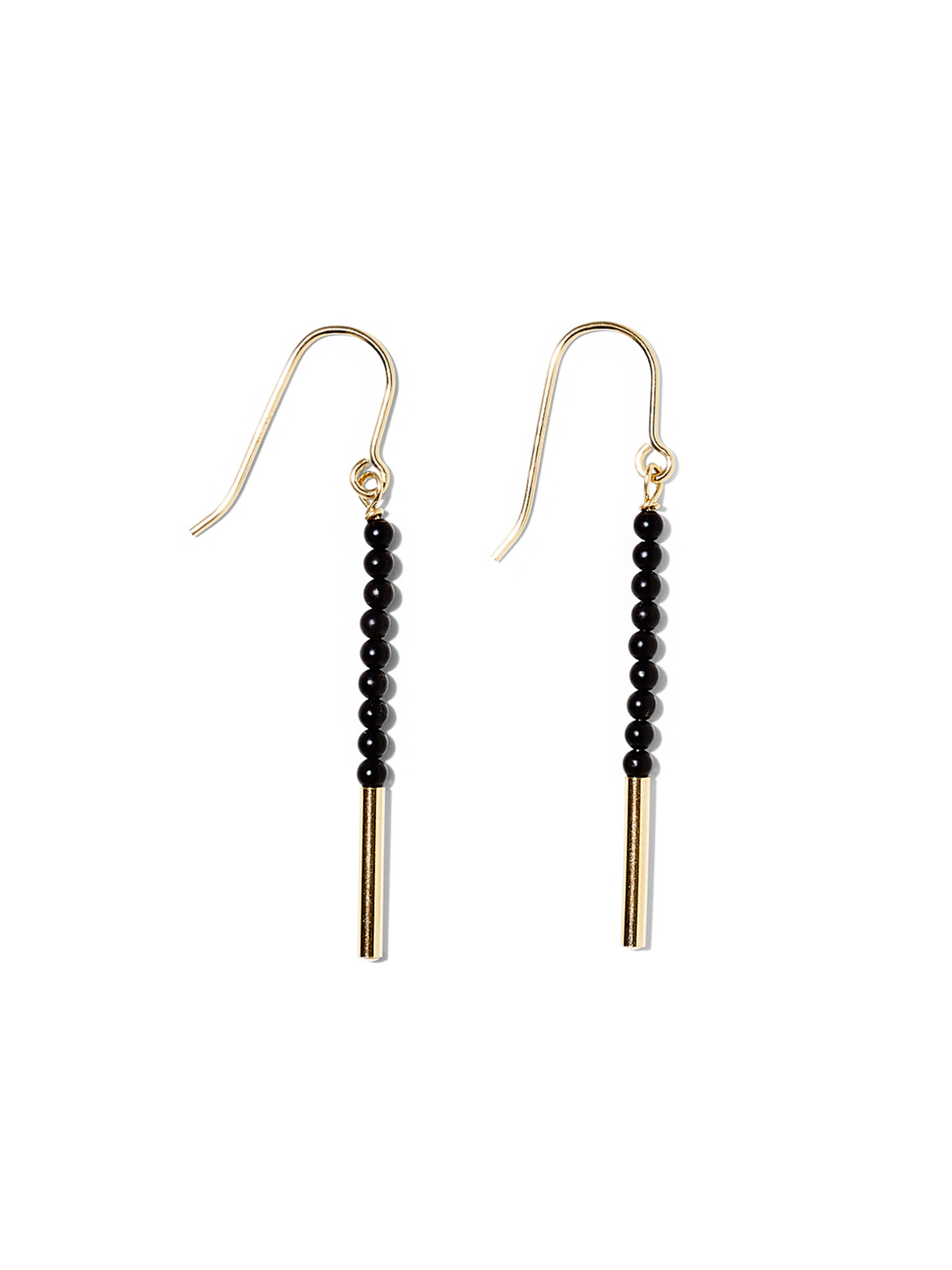 NOUVEL ÉTÉ ANNA-MARIA, Ohrhänger, 14-karat gold filled, mattschwarzer Onyx