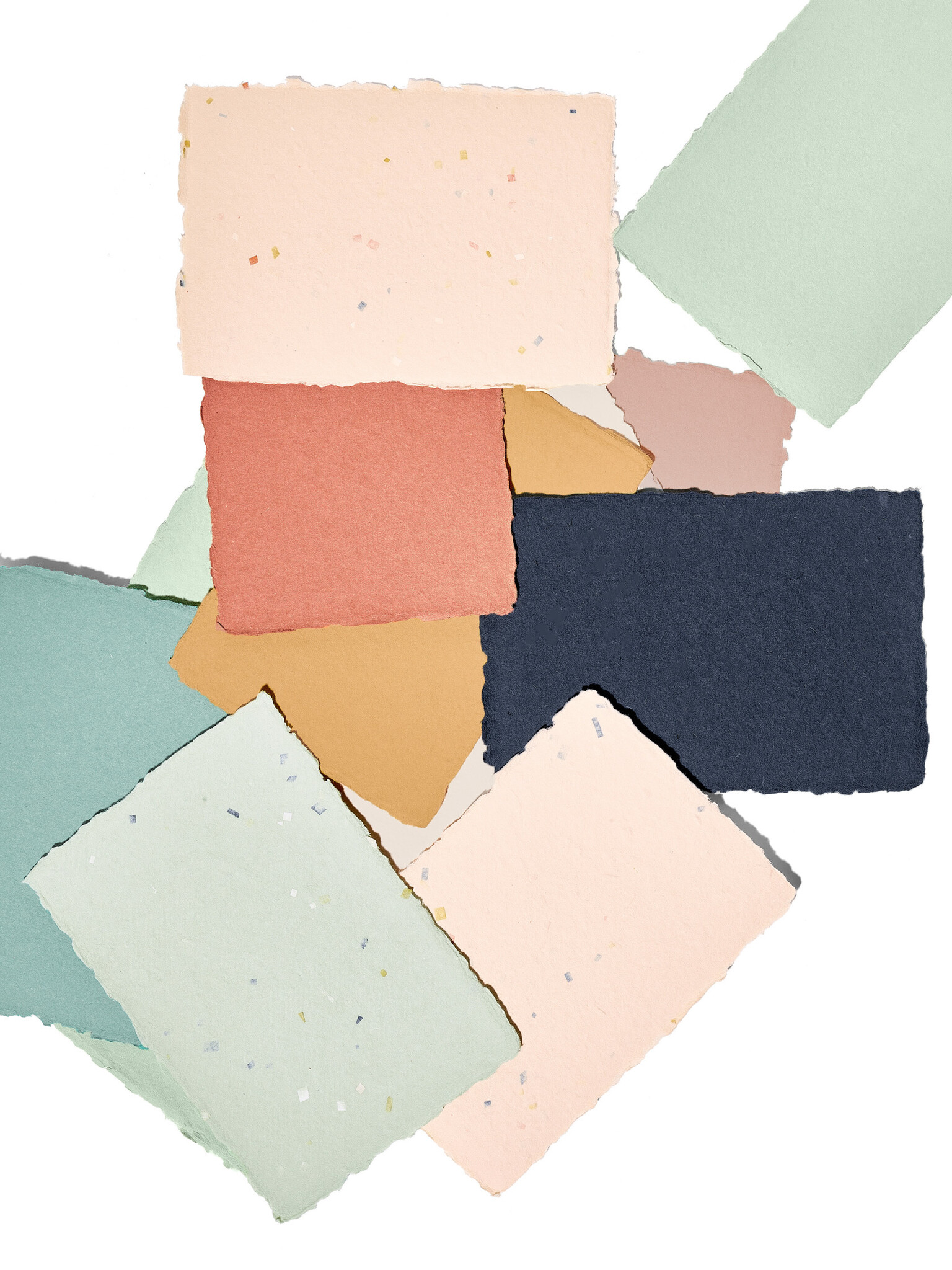 NOUVEL ÉTÉ 5 handgeschöpfte Baumwollpapiere inkl. Couverts, zwei Formate, EUCALYPTUS