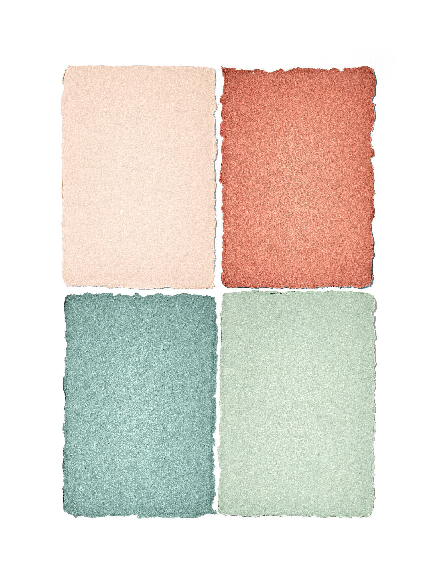 NOUVEL ÉTÉ 5 handgeschöpfte Baumwollpapiere inkl. Couverts, zwei Formate, EUCALYPTUS