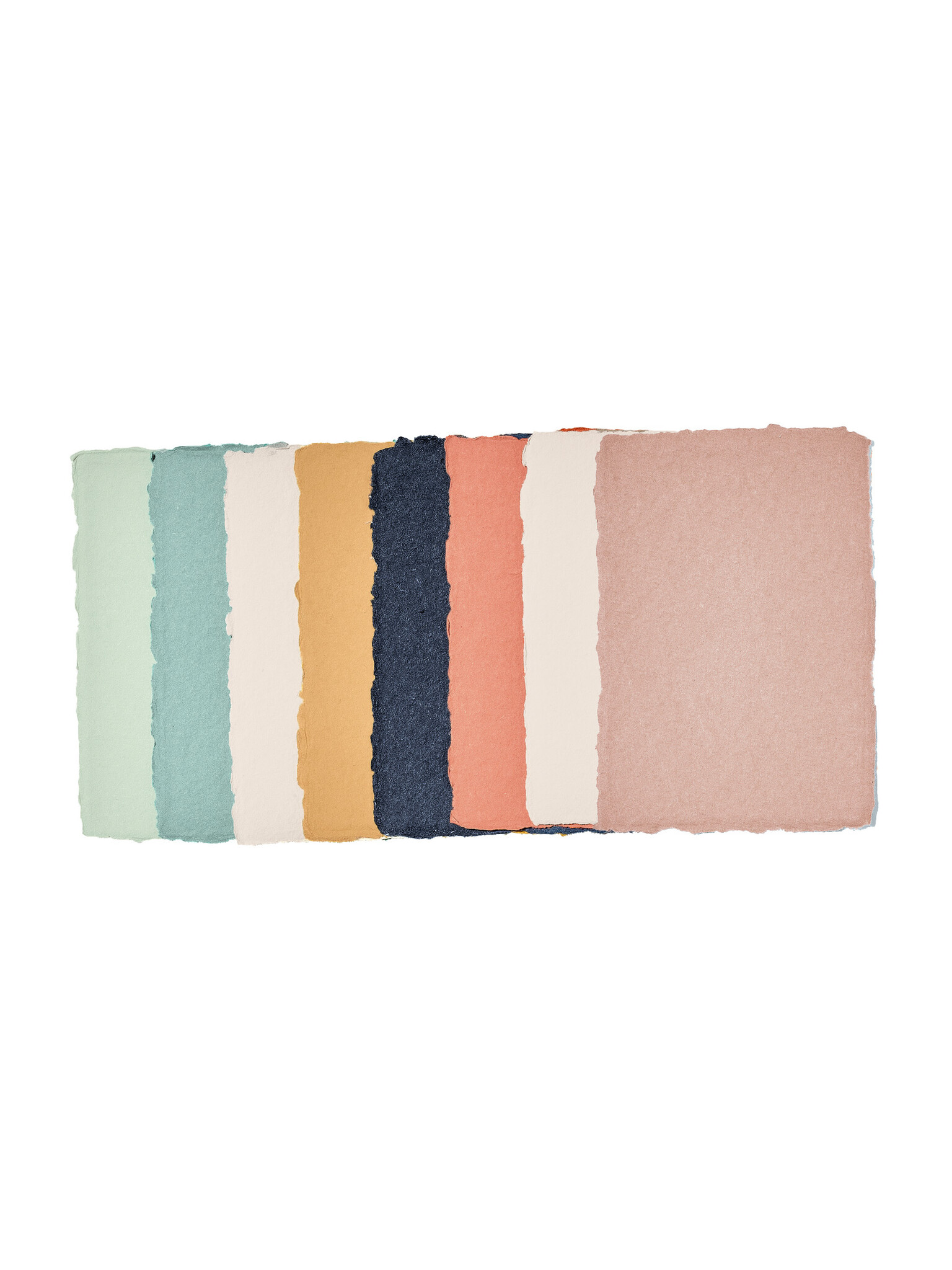 NOUVEL ÉTÉ 5 handgeschöpfte Baumwollpapiere inkl. Couverts, zwei Formate, JADE