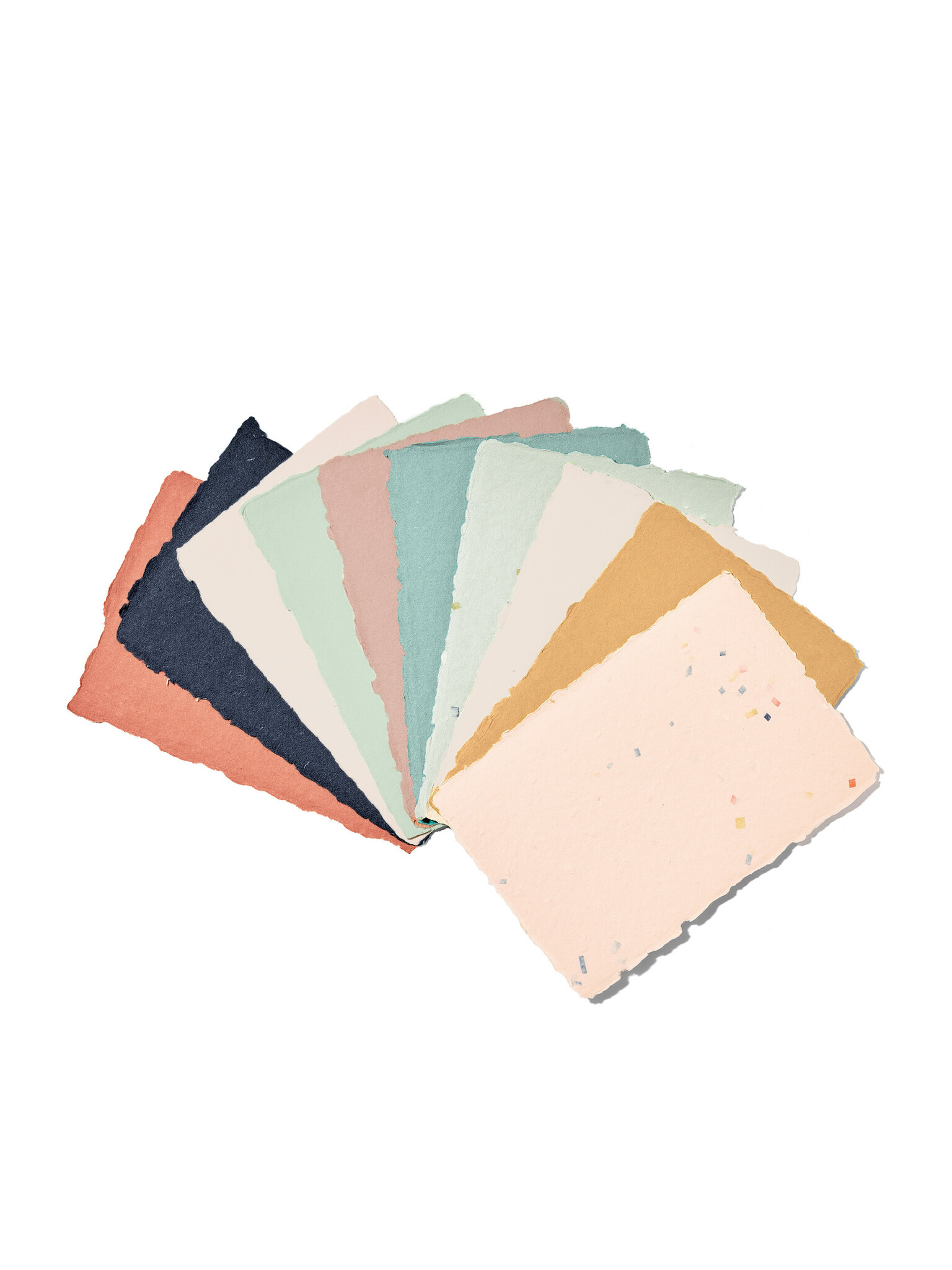 NOUVEL ÉTÉ 5 handgeschöpfte Baumwollpapiere inkl. Couverts, zwei Formate, EIERSCHALE