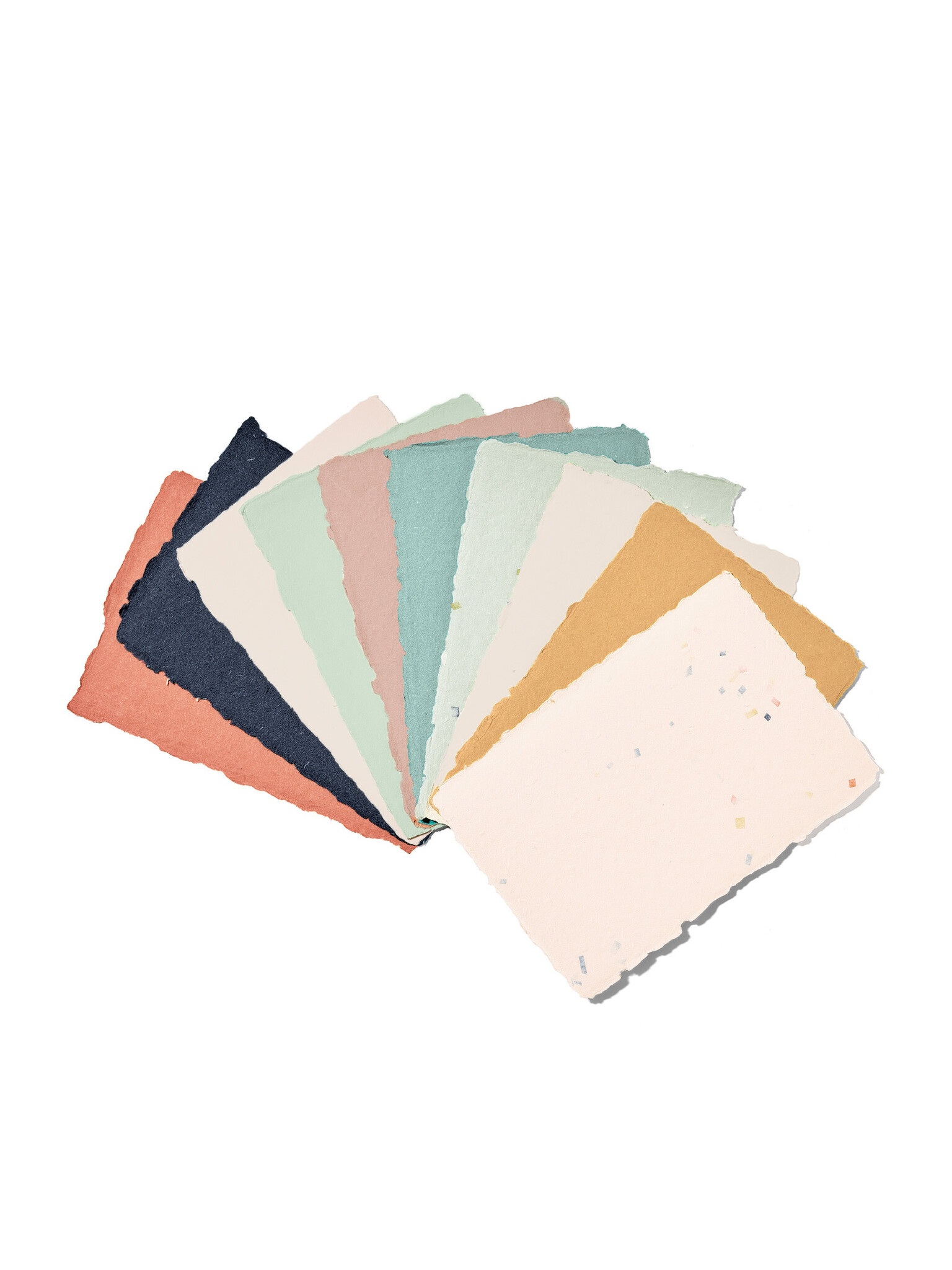 NOUVEL ÉTÉ 5 handgeschöpfte Baumwollpapiere inkl. Couverts, zwei Formate, HELLROSA-TERRAZZO