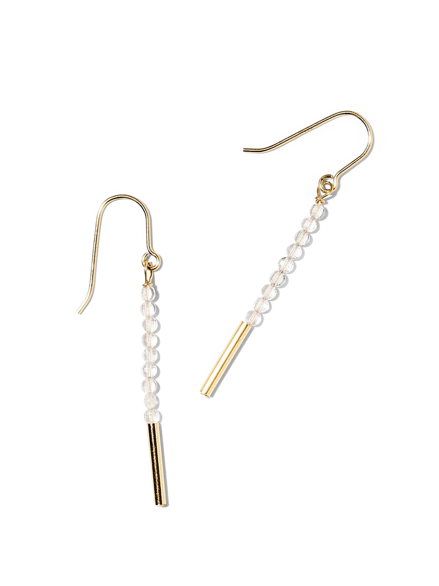 NOUVEL ÉTÉ ANNA-MARIA, Ohrhänger, 14-karat gold filled, facetierter Bergkristall