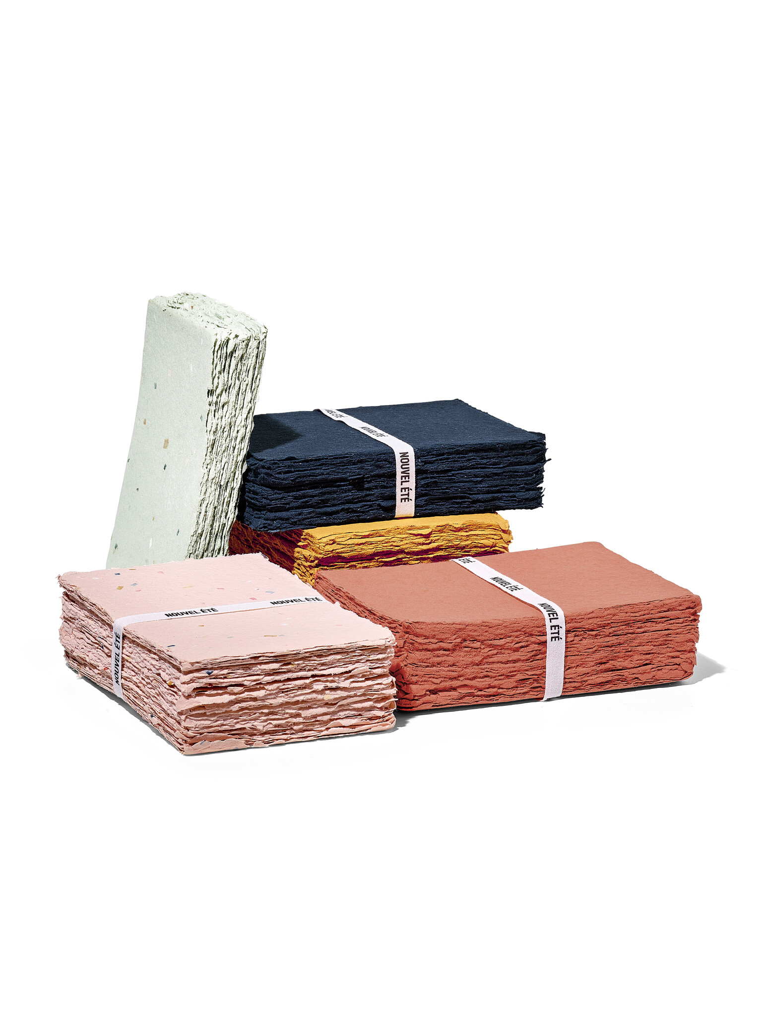 NOUVEL ÉTÉ 5 handgeschöpfte Baumwollpapiere inkl. Couverts, zwei Formate, JADE