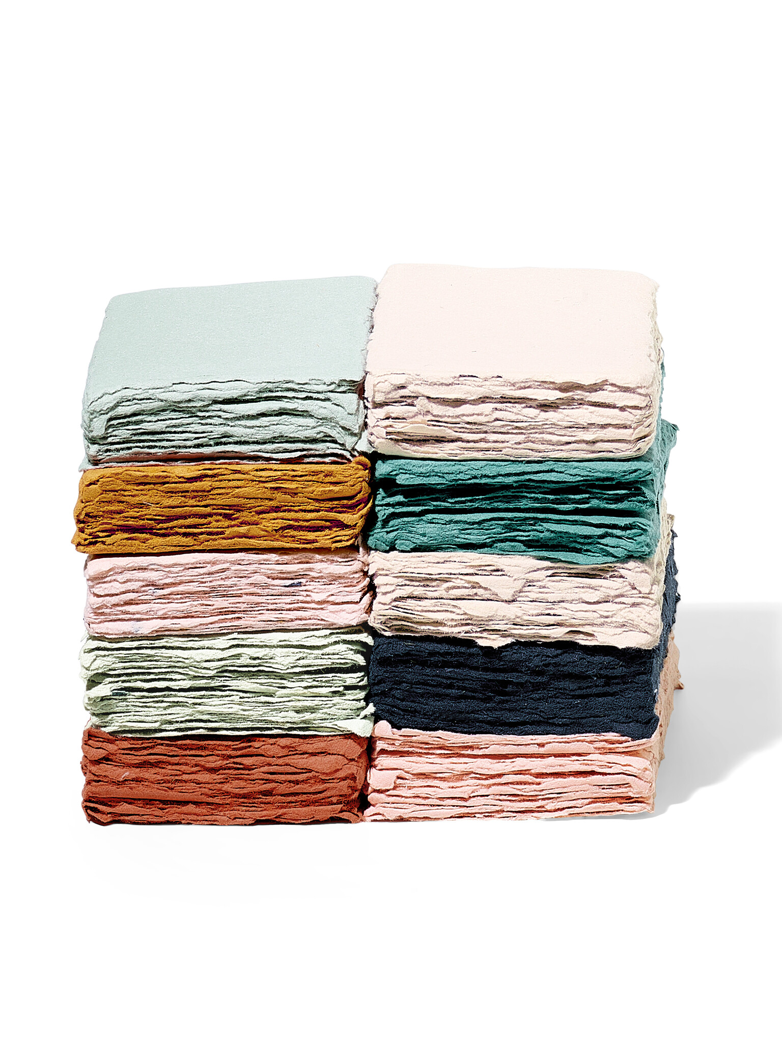 NOUVEL ÉTÉ 5 handgeschöpfte Baumwollpapiere inkl. Couverts, zwei Formate, EUCALYPTUS