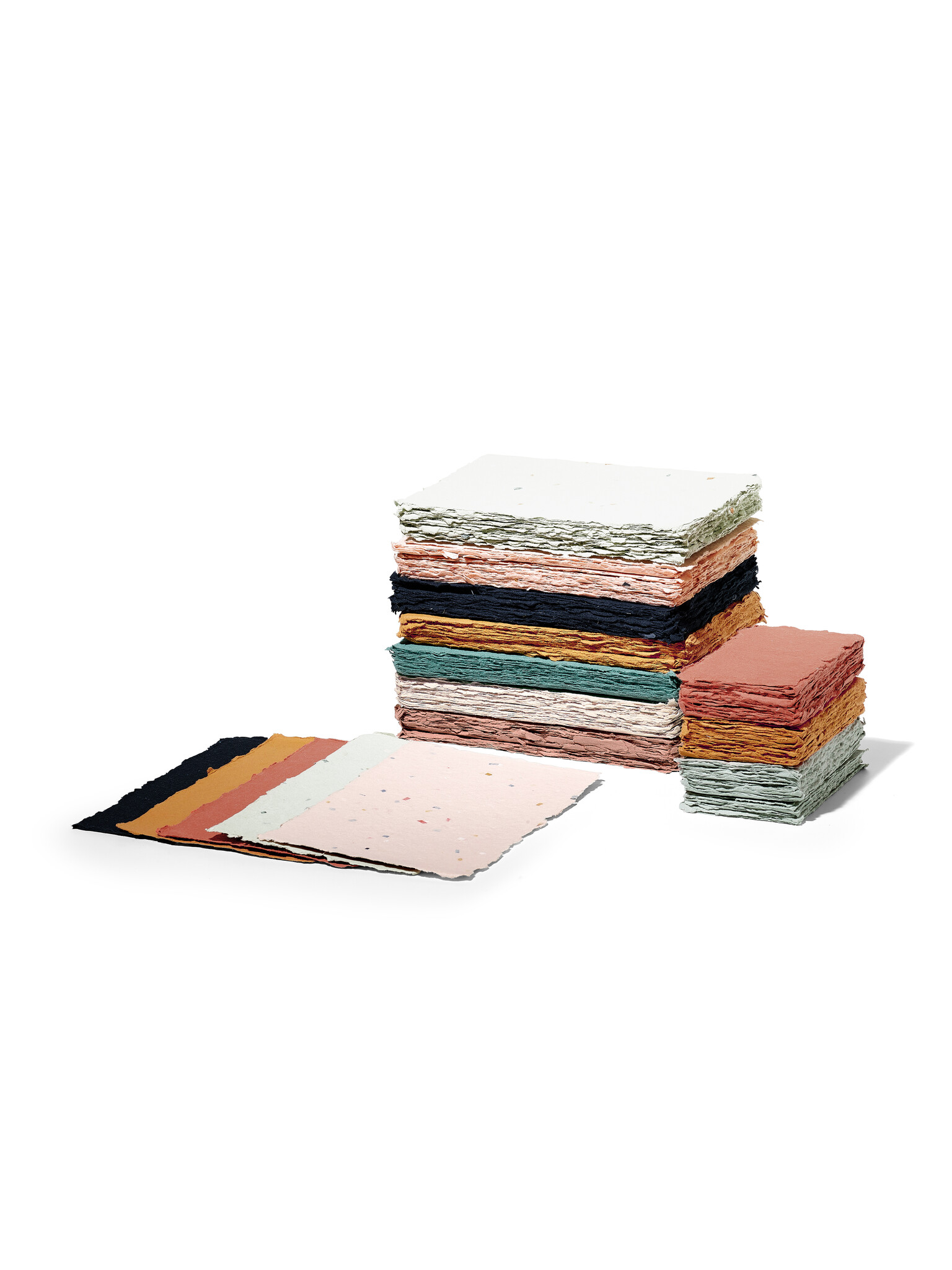 NOUVEL ÉTÉ 5 handgeschöpfte Baumwollpapiere inkl. Couverts, zwei Formate, HELLROSA