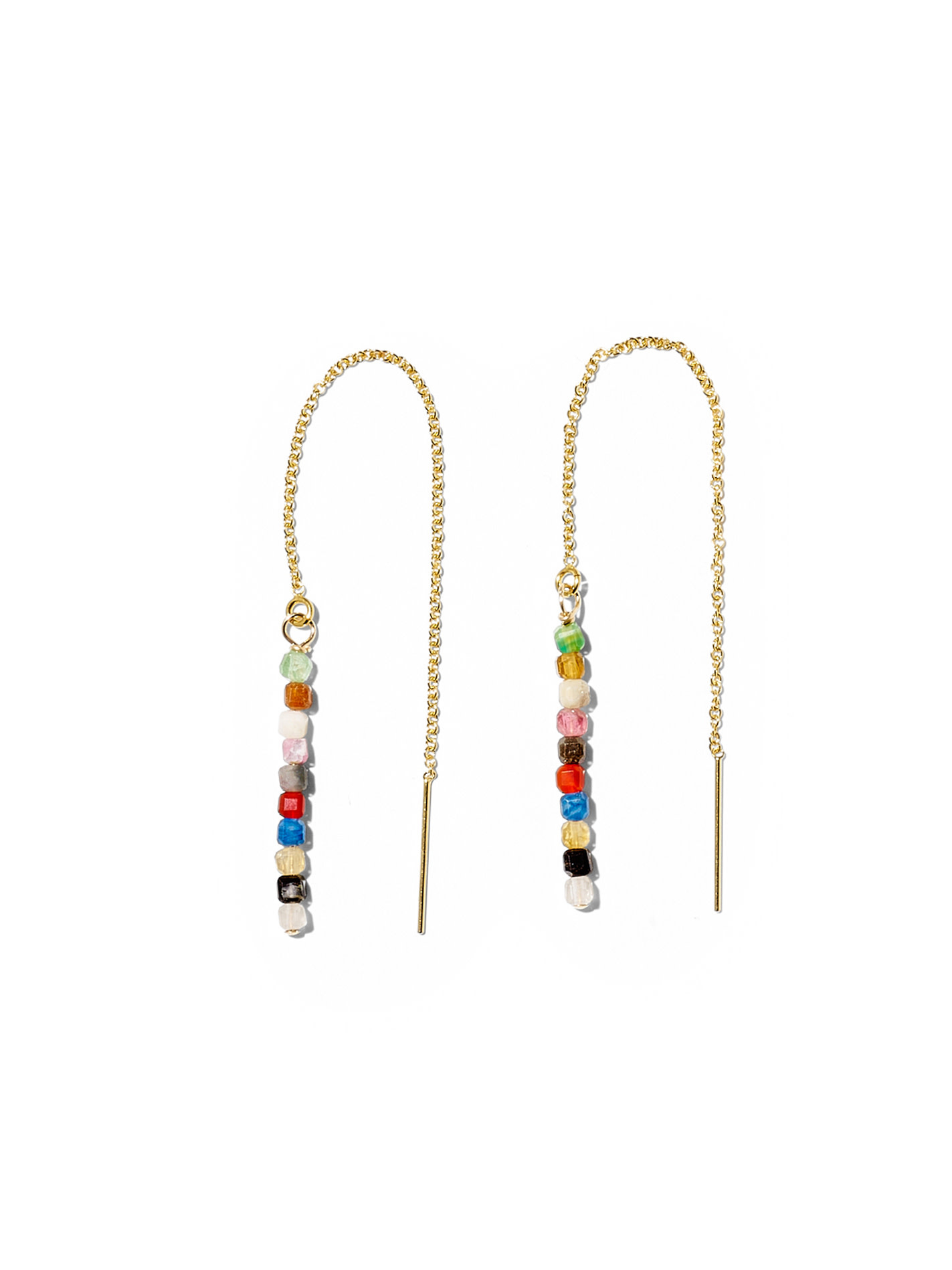 NOUVEL ÉTÉ ANNA, Ketten-Ohrhänger, 14-karat gold filled, verschiedene Edelsteine