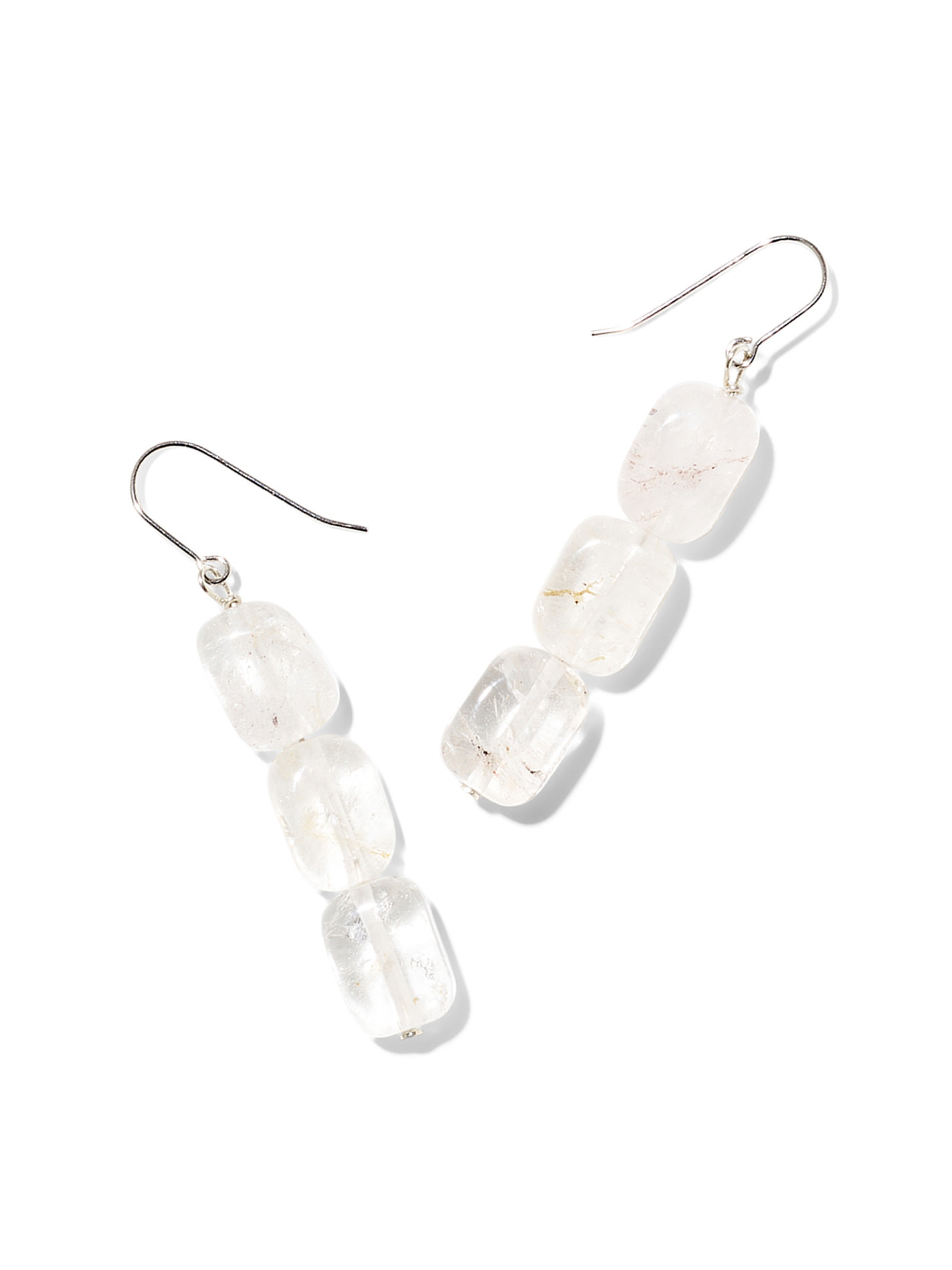 NOUVEL ÉTÉ LANNA, Ohrhänger, 925 Silber, Bergkristalle, carré