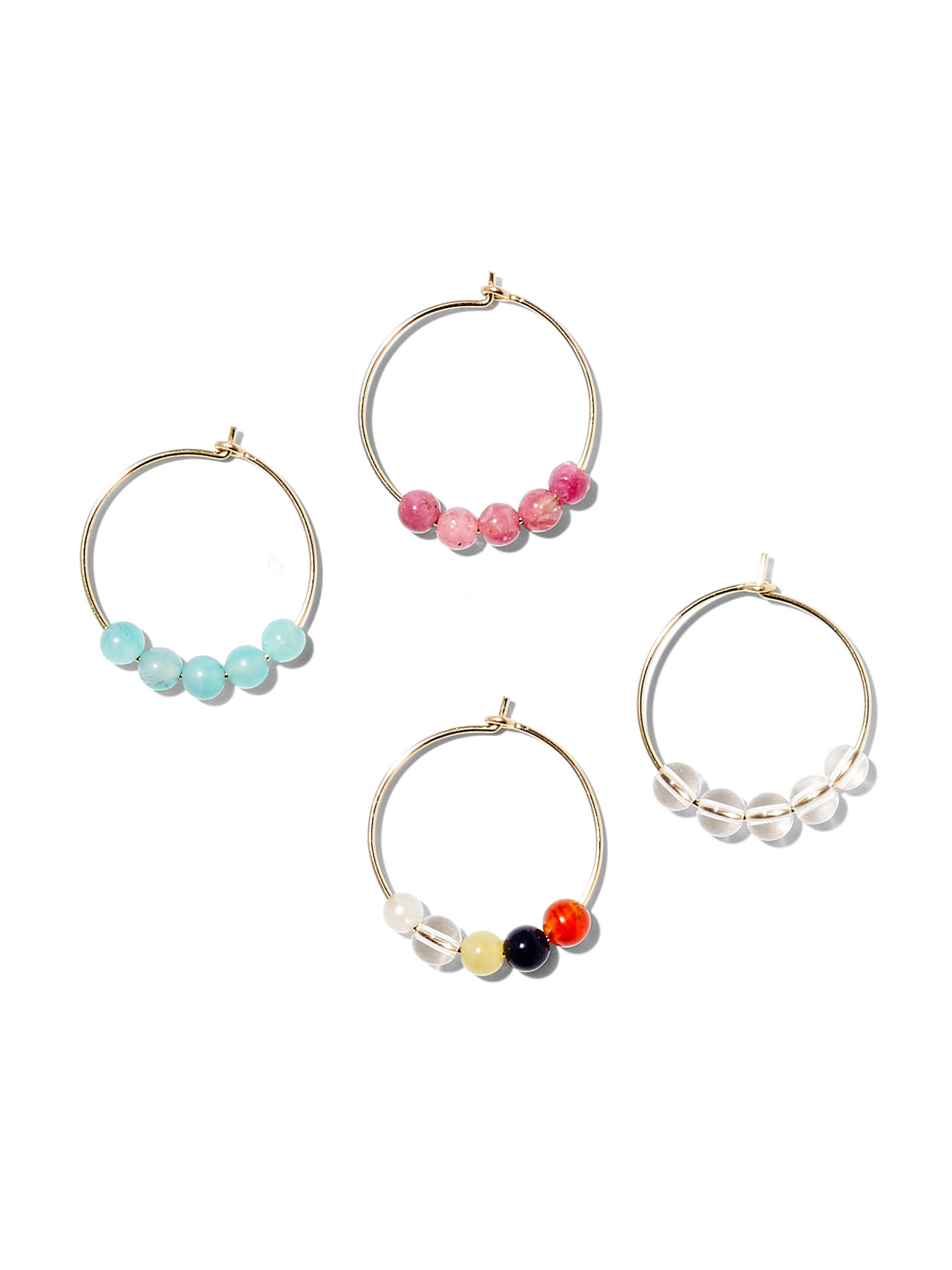 NOUVEL ÉTÉ EMMA, Kreolen, 14K gold filled, verschiedene Edelsteine