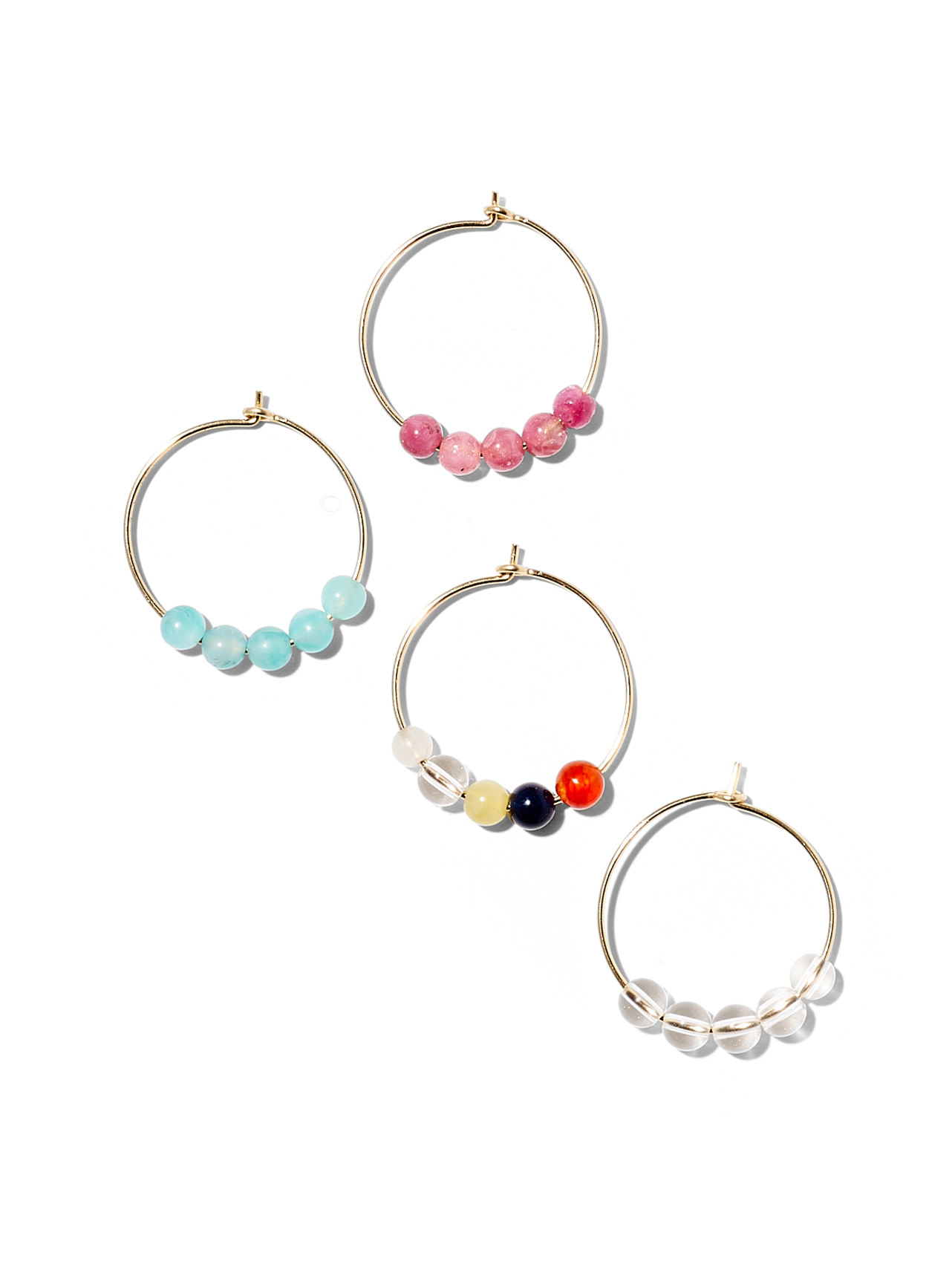 NOUVEL ÉTÉ EMMA, Kreolen, 14K gold filled, verschiedene Edelsteine