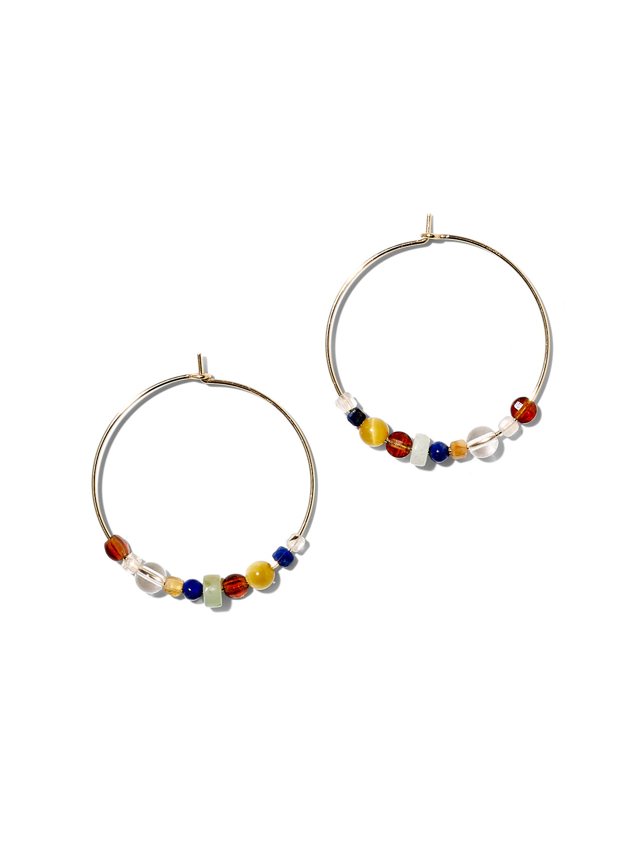 NOUVEL ÉTÉ LOUISE, Kreolen gross, 14-karat gold filled, diverse Edelsteine