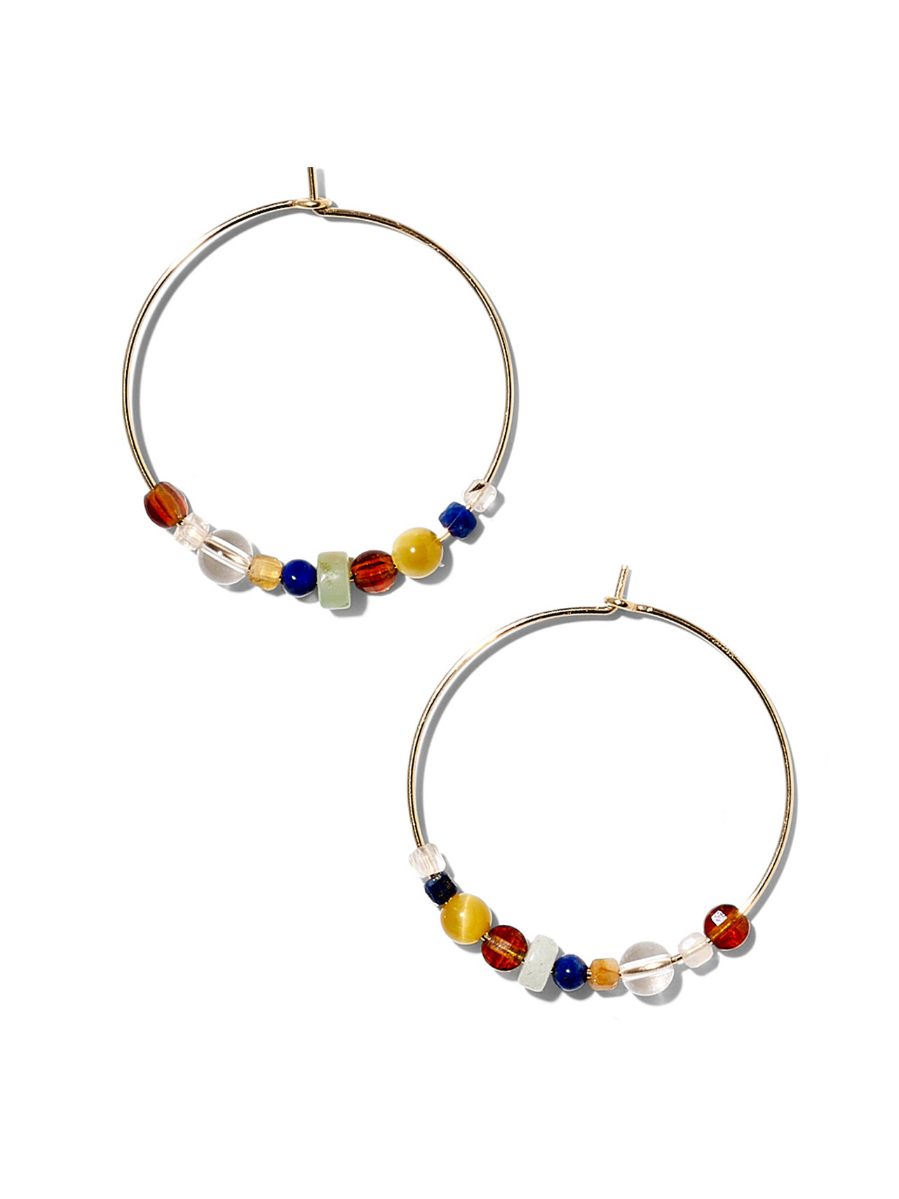 NOUVEL ÉTÉ LOUISE, Kreolen gross, 14-karat gold filled, diverse Edelsteine