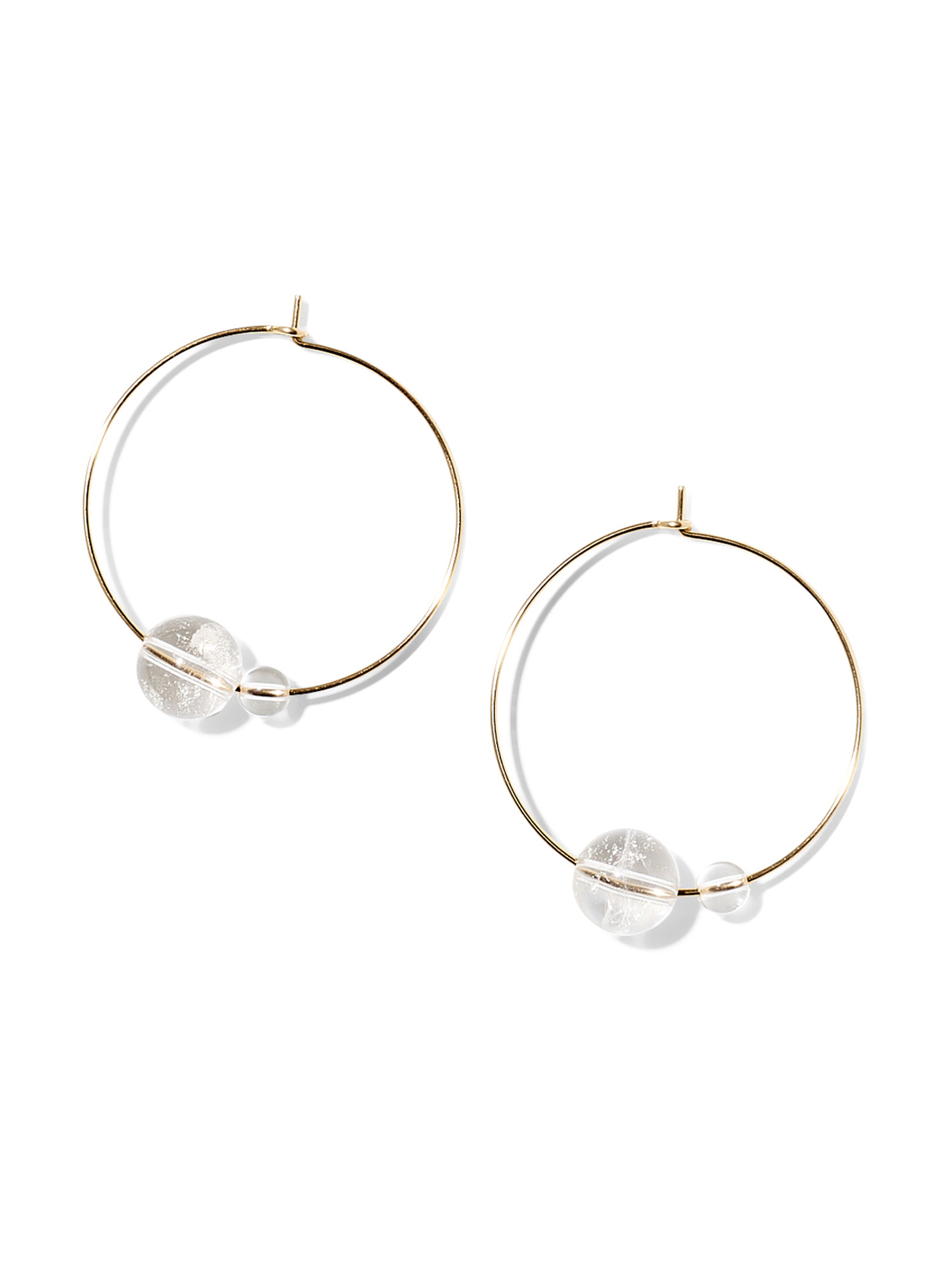 NOUVEL ÉTÉ LALA, Kreolen gross, 14-karat gold filled, Bergkristall